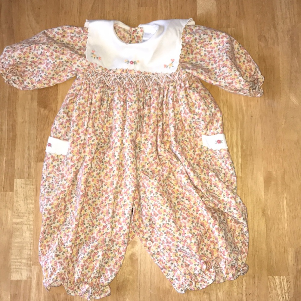 Girls smocked baby Romper